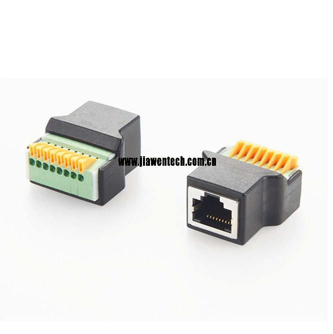 Ethernet RJ45 Female Jack Push-Terminal Block
