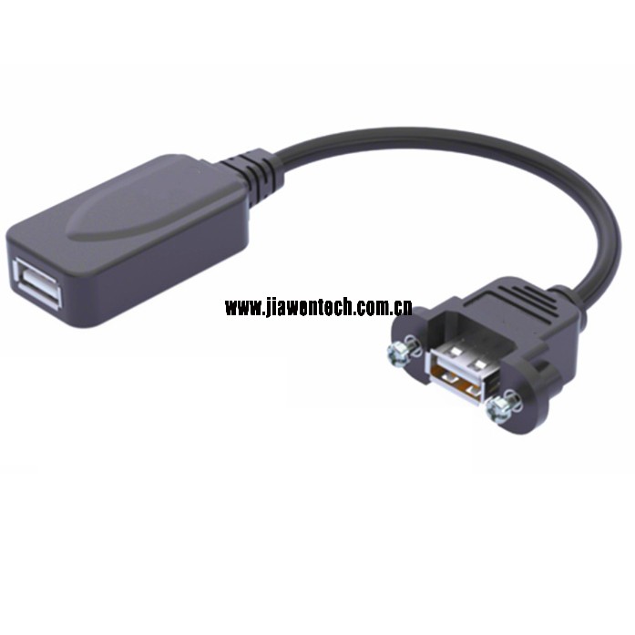 USB 2.0 A Female Panel Mount to USB 2.0 A Female Repeater Cable