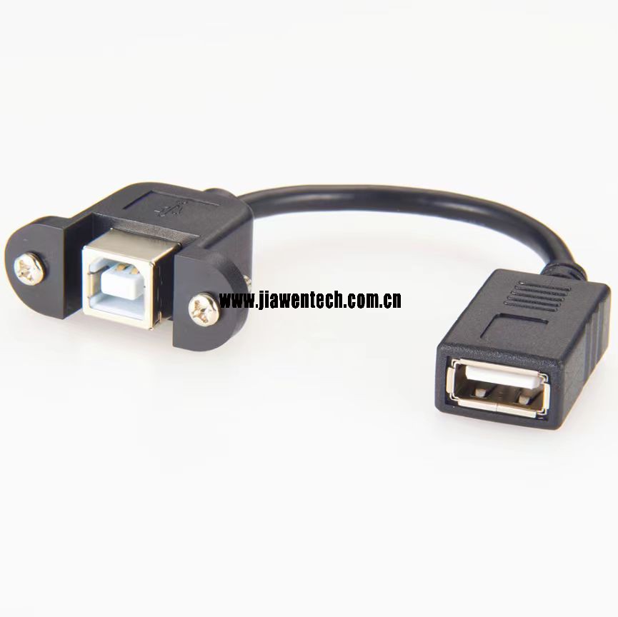 USB 2.0 B Female Panel Mount to A Female Repeater Cable