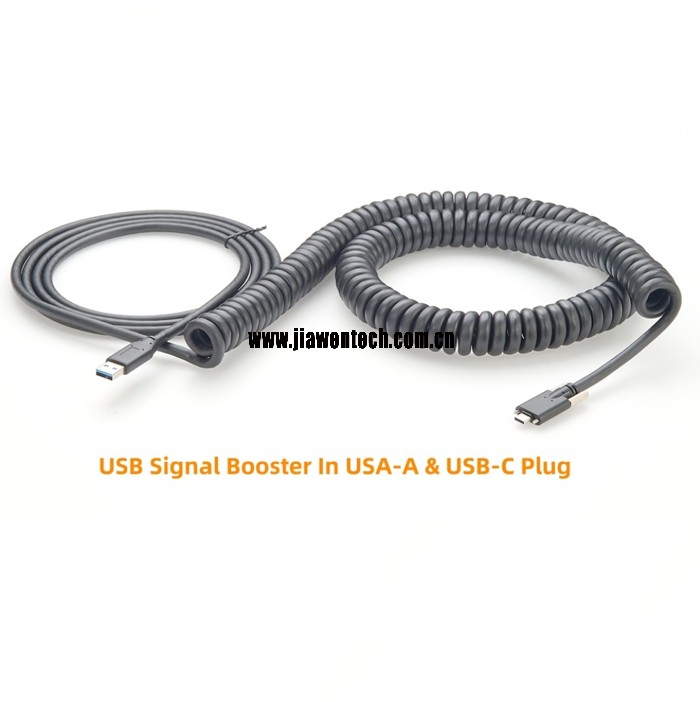 USB 3.1 Type A Male to Type C Male Active curly Cable 10m