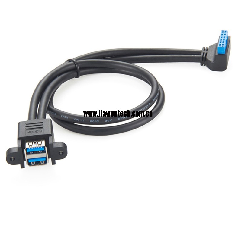 USB 3.0 Panel Mount Female Type Dual Port Cable