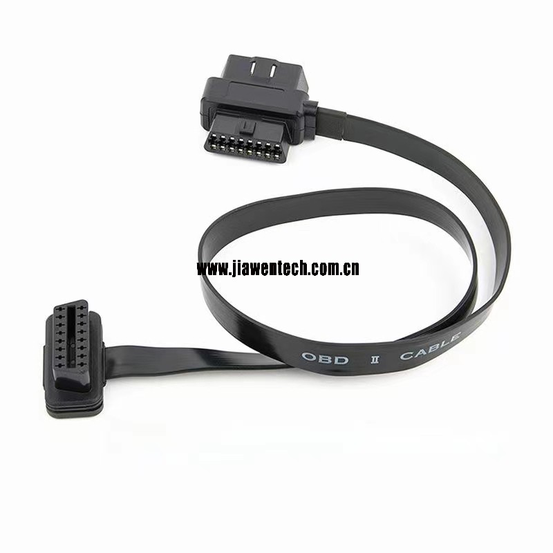 J1962 OBD2 II 16 Pin Pass-thru Male to Female Flat Right angle Splitter Cable