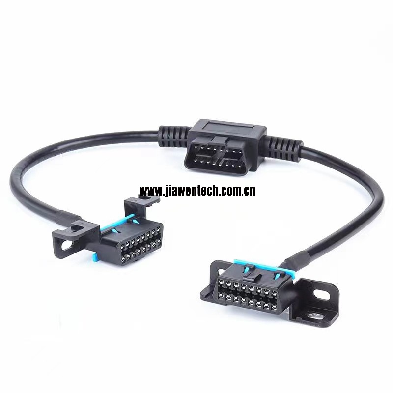 OBDII Passthrough Male to 2 Female Cable