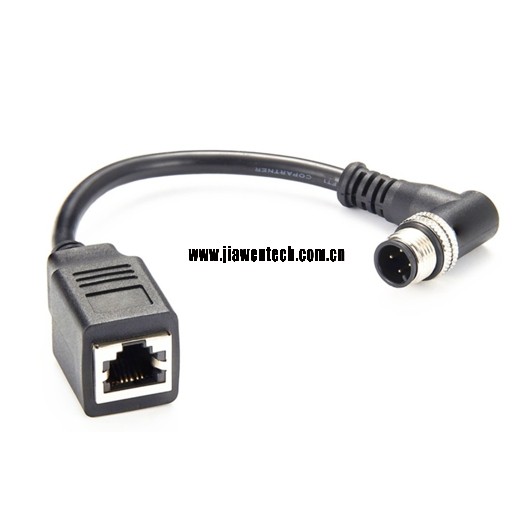 M12 D coded plug angled RJ12