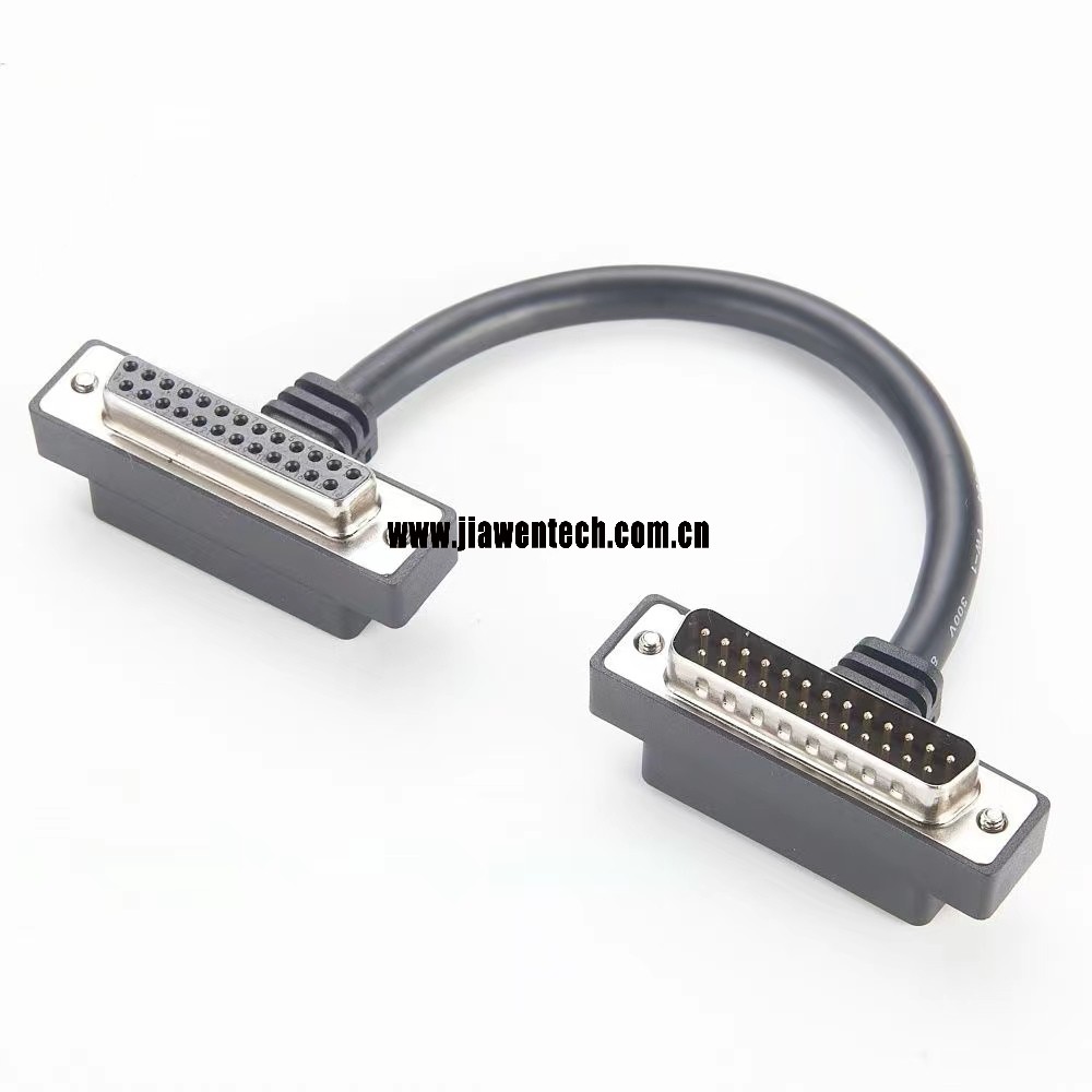 Low Profile Right Angle DB25 Male to Female cable