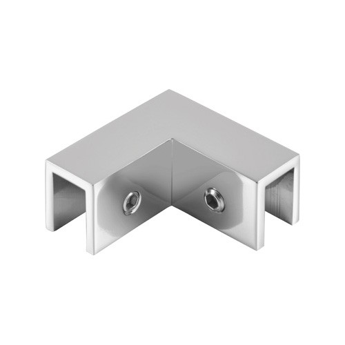 Brass Over Panel 90° Glass Shelf Clamp