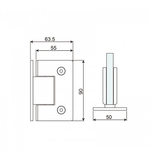 Glass to Wall T Shape 90° Shower Hinge (SHT-A-ST)