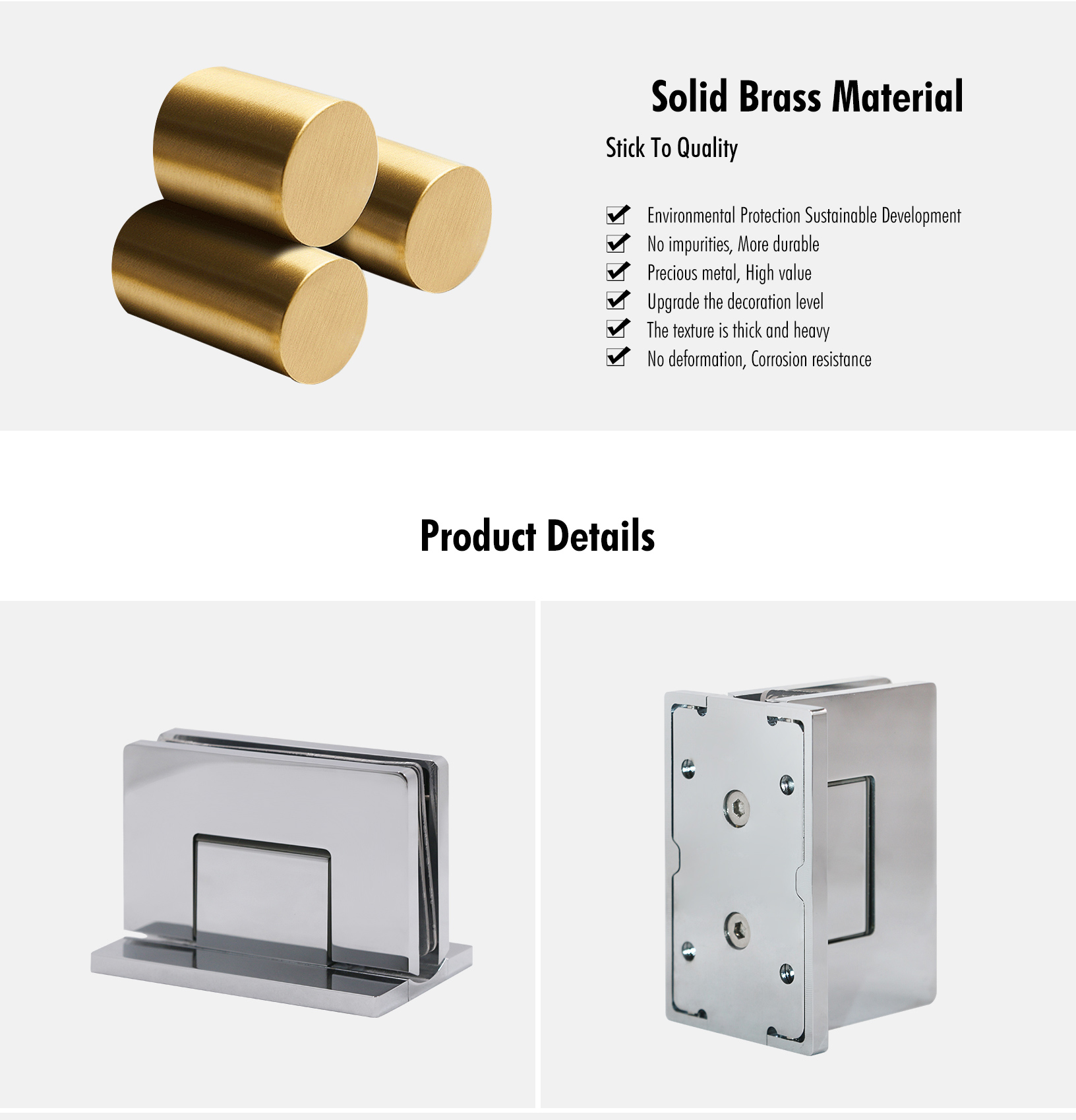 Glass to Wall T Shape 90°Shower Hinge