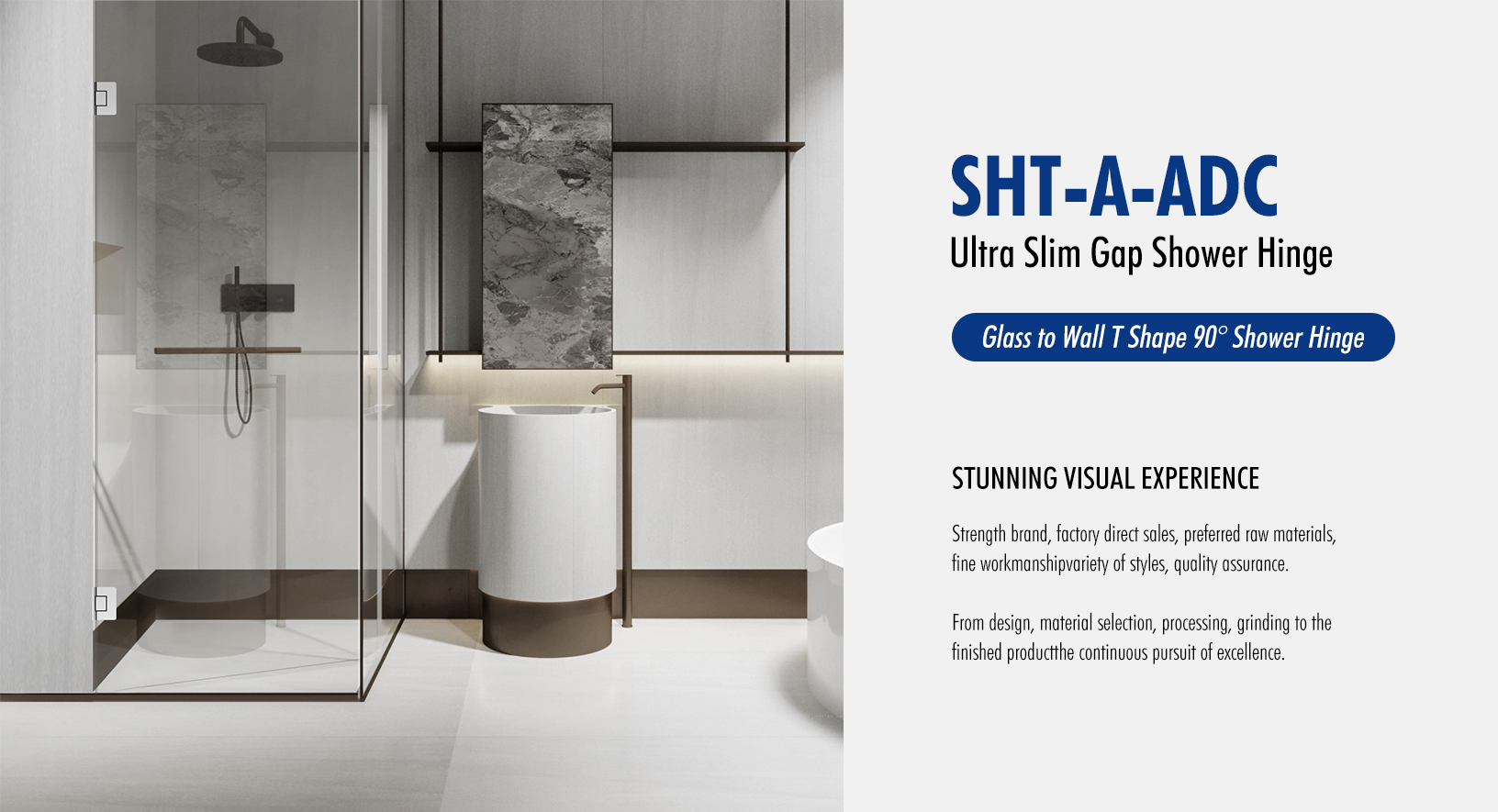 Glass to Wall T Shape 90°Shower Hinge