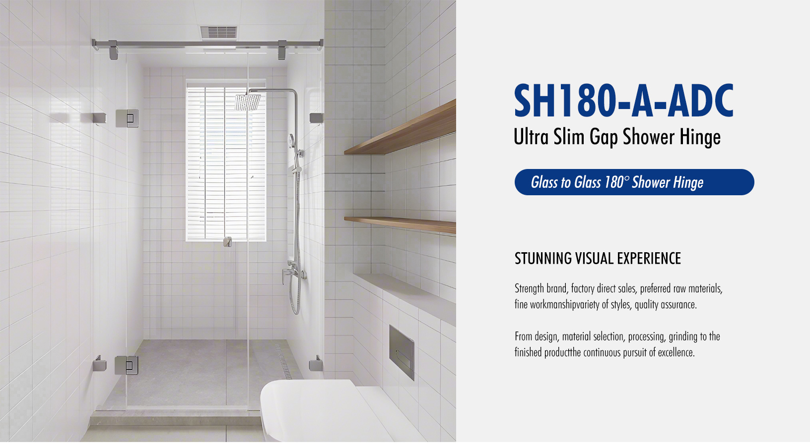 Glass to Glass 180° Shower Hinge (SH180-A-ADC)