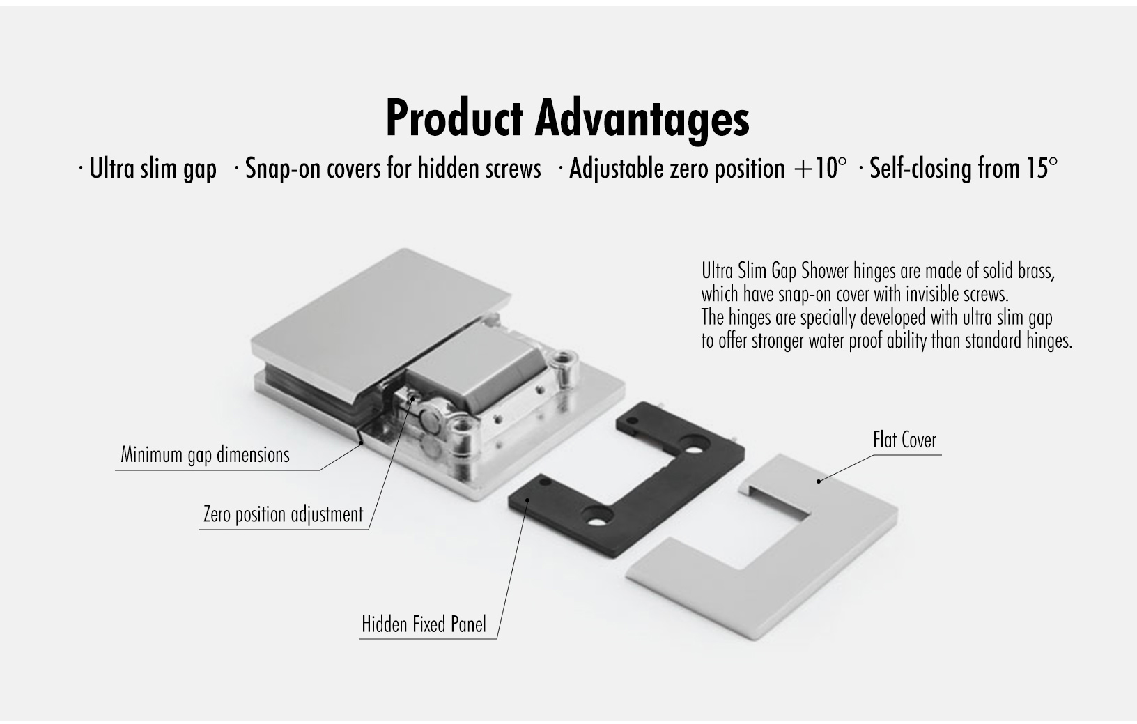 Glass to Glass 180° Shower Hinge (SH180-A-ADC)