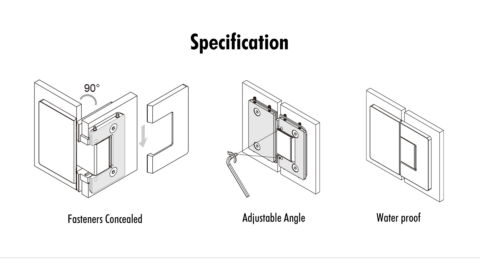 Glass to Glass 180° Shower Hinge (SH180-A-ADC)
