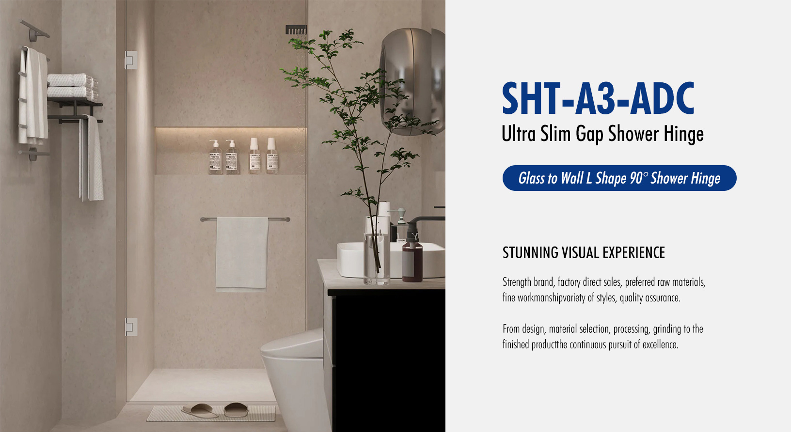 Glass to Wall L Shape 90° Shower Hinge (SHT-A3-ADC)