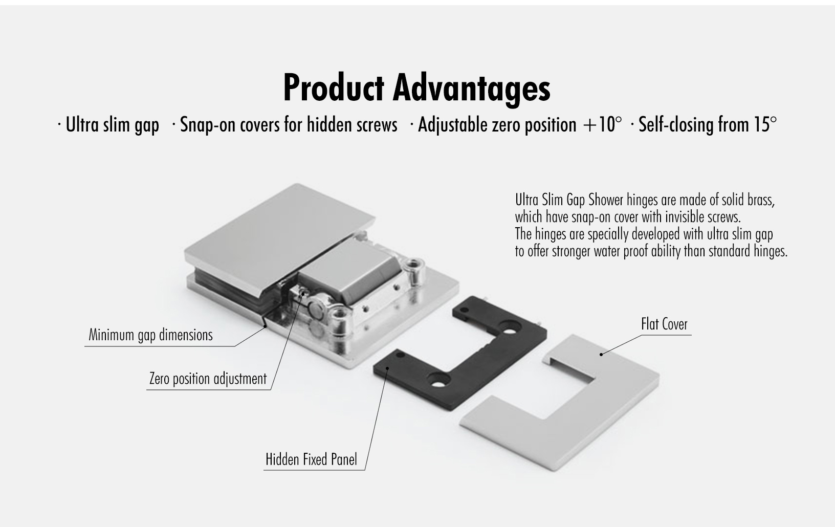Glass to Wall L Shape 90° Shower Hinge (SHT-A3-ADC)