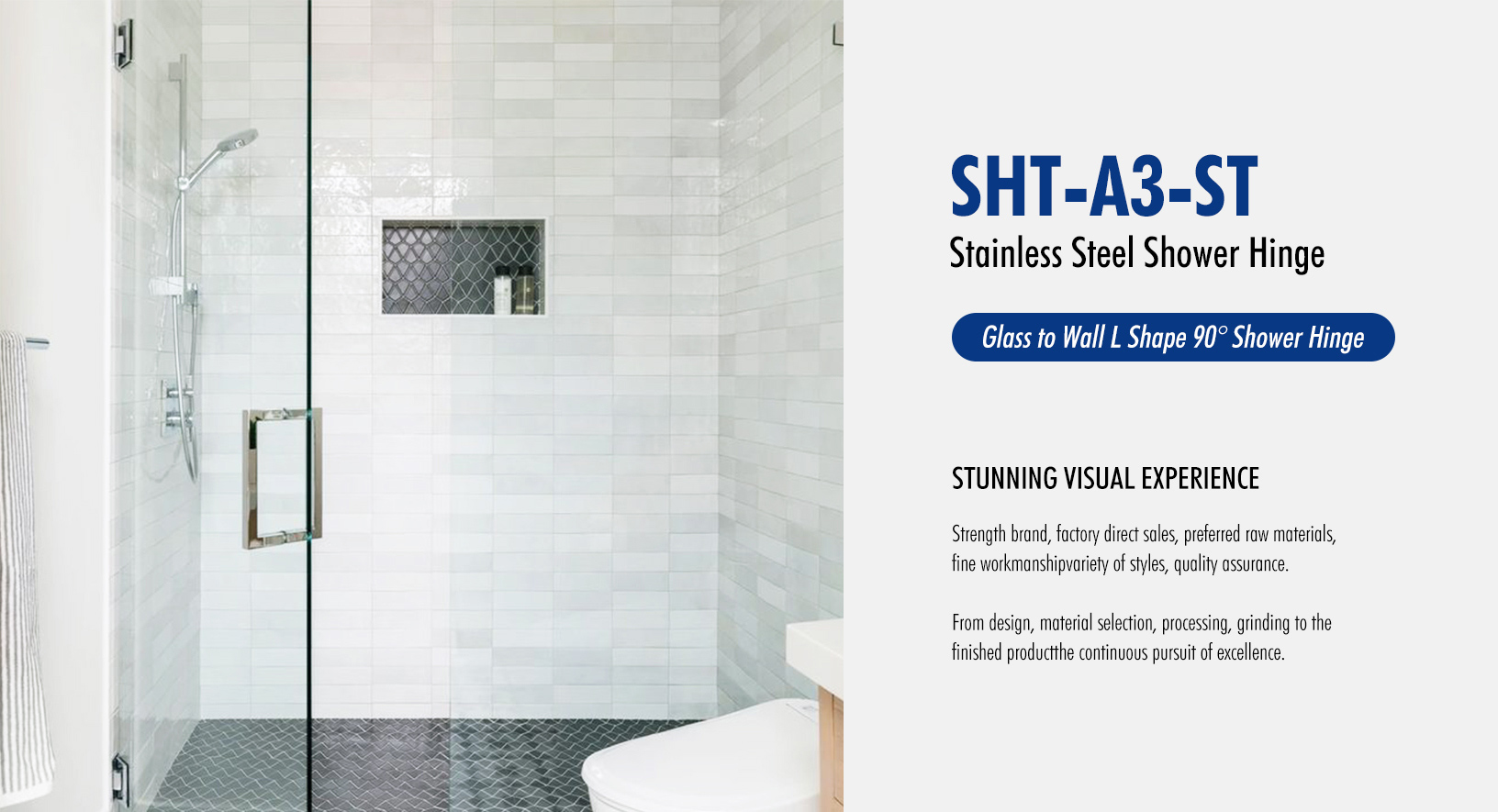 Glass to Wall L Shape 90° Shower Hinge (SHT-A3-ST)