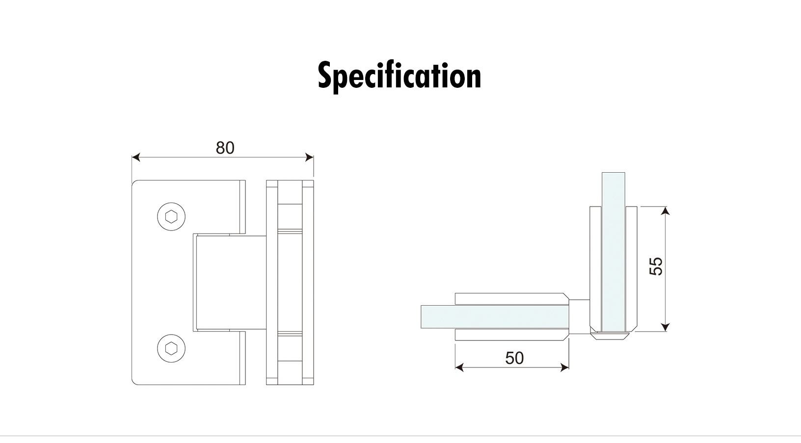 Glass to Glass 90° Shower Hinge (SHL-A1-ST)