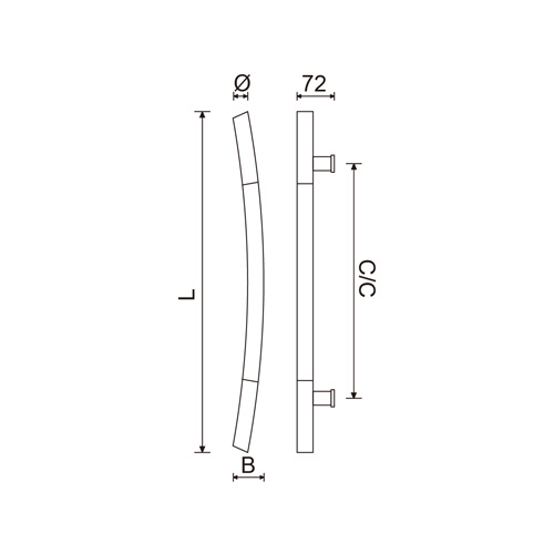 Curve Glass Door Pull Handle