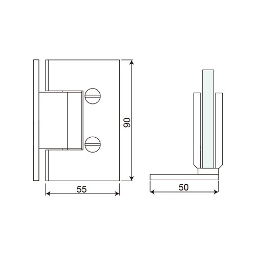 Wall Mount L Shape Full Back Plate Shower Hinge (SHT-B3-SC)