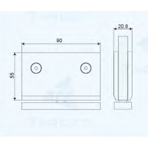 360° Glass to Wall Square Corner Cut-Out Pivot Hinge