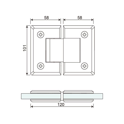 180° Glass to Glass Shower Hinge (SH180-CL)