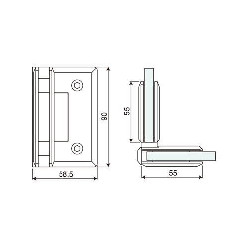 90° Glass to Glass Shower Hinge (SHL-C)
