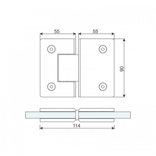 Glass to Glass 180° Shower Hinge (SH180-A-ST)