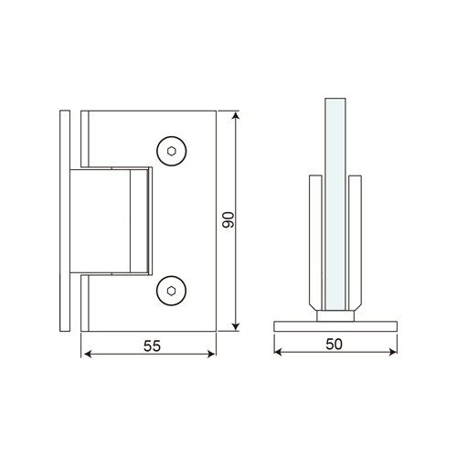 Wall Mount T Shape Full Back Plate Shower Hinge (SHT-B)