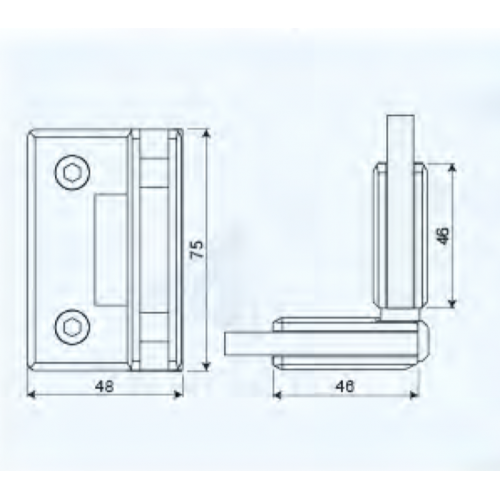 Glass to Glass 90° Shower Hinge (SHL-CS)