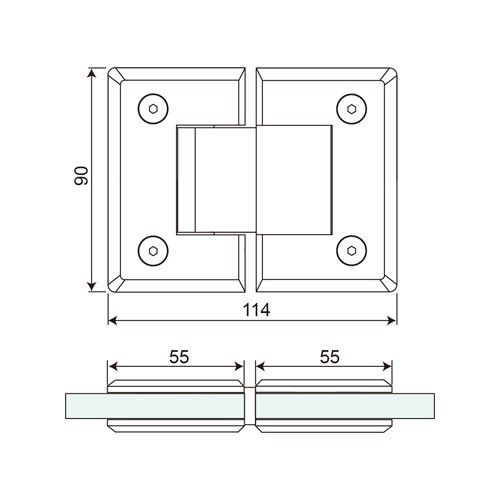 180° Glass to Glass Shower Hinge (SH180-C)