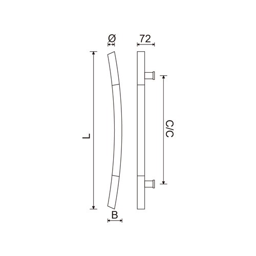 Curve Glass Door Pull Handle