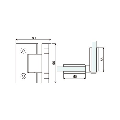 Glass to Glass 90° Shower Hinge (SHL-B1-ST)