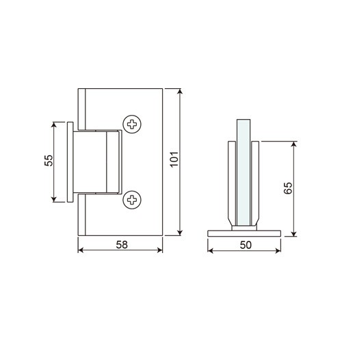Wall Mount T Shape Short Back Plate Shower Hinge (SHT-BL-S)