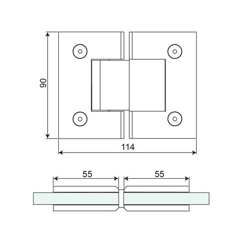 180 Degree Glass to Glass Shower Hinge (SH180-B)