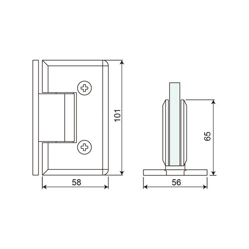 Wall Mount T Shape Full Back Plate Shower Hinge (SHT-CL)