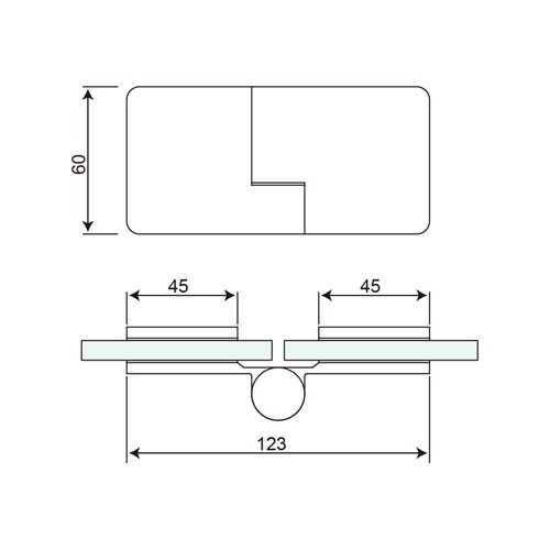 180° Glass to Glass Rectangular Self Rising Shower Hinge