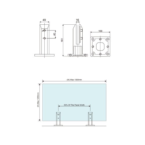 No Glass Cutout Short Bevel Edge MINI Posts (SP-011)