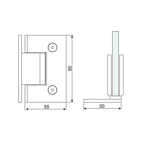 Corner Offset L Shape Full Back Plate Shower Hinge (SHT-B3)