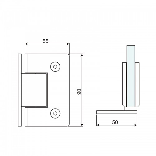 Glass to Wall L Shape 90° Shower Hinge (SHT-A3-ST)