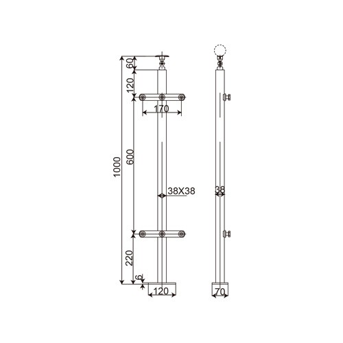 Rectangle Shape Modern Style Glass Handrail