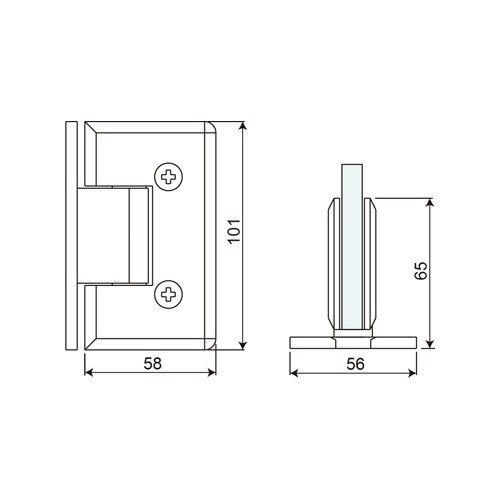 Wall Mount T Shape H Back Plate Shower Hinge (SHT-CL-H)