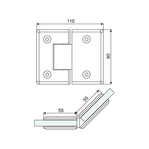 Glass to Glass 135° Shower Hinge (SH135-C-ST)