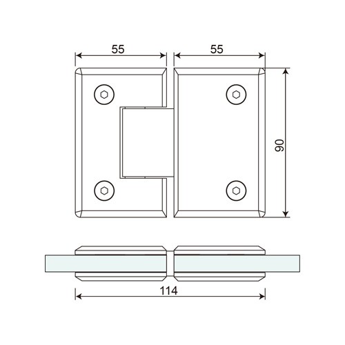 Glass to Glass 180° Shower Hinge (SH180-C-ST)