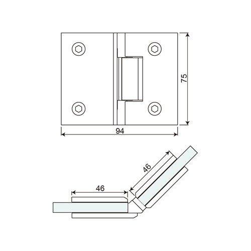 135° Double Sided Glass to Glass Shower Hinge (SH135-BS)
