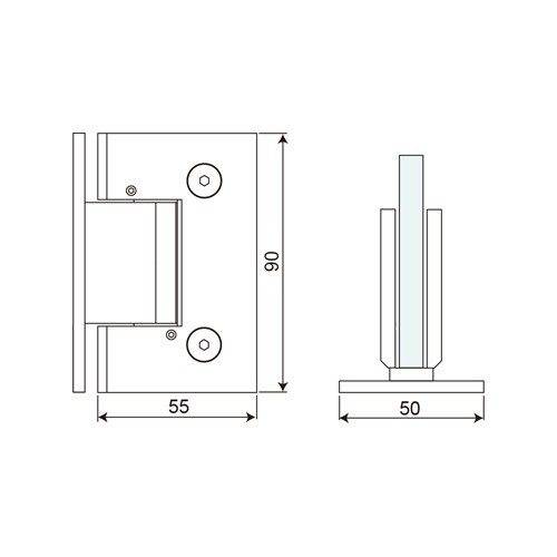 Wall Mount T Shape Full Back Plate Shower Hinge (SHT-B-AD)