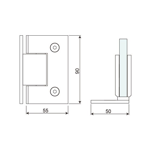 Glass to Wall L Shape 90° Shower Hinge (SHT-B3-ST)
