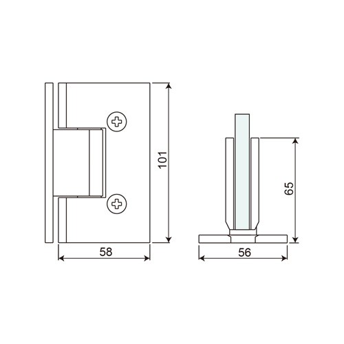 Wall Mount T Shape Full Back Plate Shower Hinge (SHT-BL)