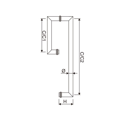 Square Corner Cylinder Combination Pull Handle