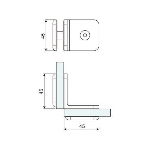 Double Sided 90° Glass to Glass Fixed Bracket (GC90-C2)
