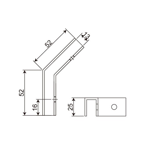 Brass 135° Glass Shelf Clamp (SF-M007)