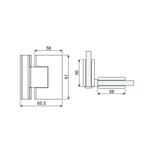 90 Degree L Shape Glass to Glass Shower Hinge (SHL-B-CV)